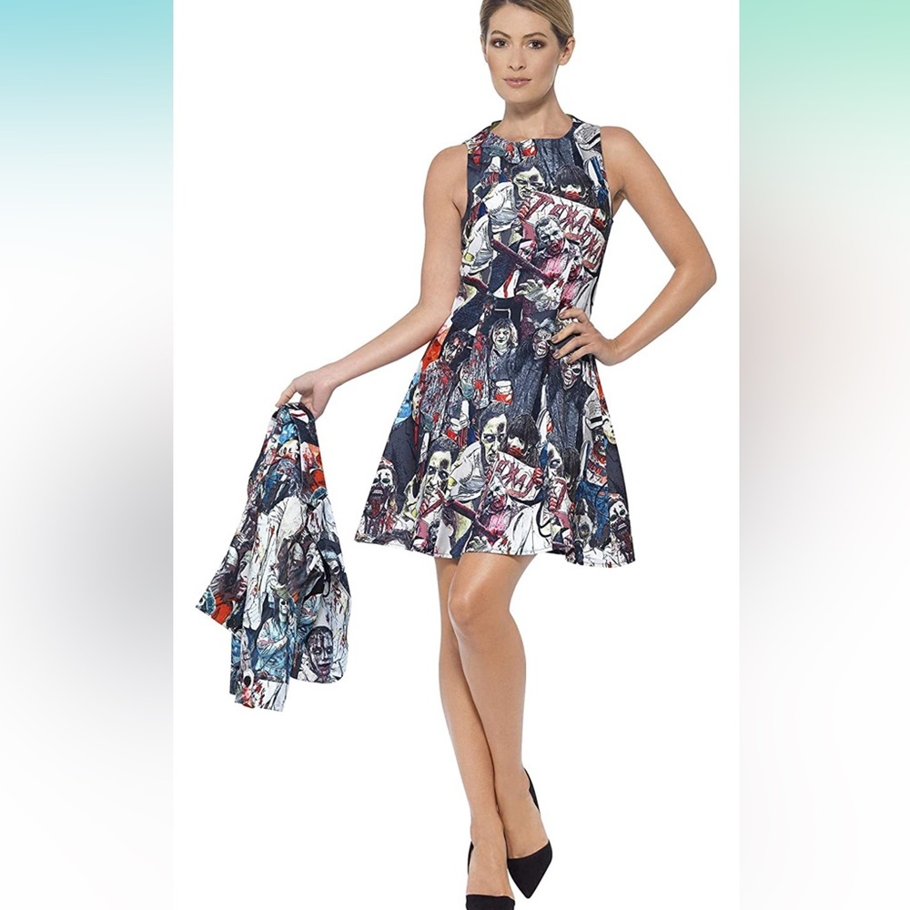 Sniff us Stand Out Zombie printed suit jacket and dress size small